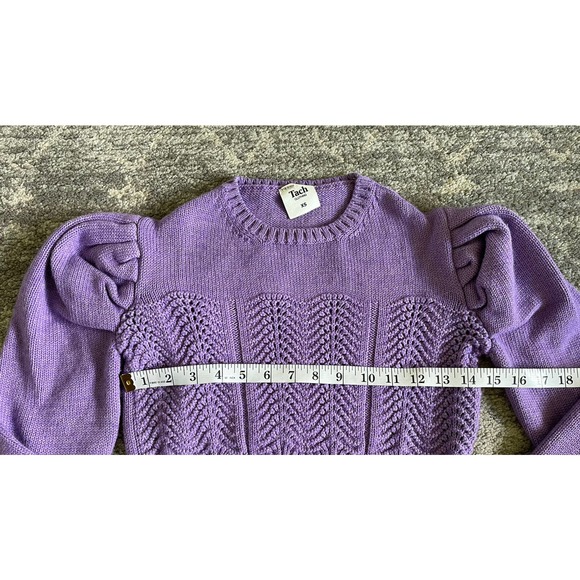 Tach Clothing Womens XS Knit Sweater Purple Crop Scallop N7 - Picture 5 of 9